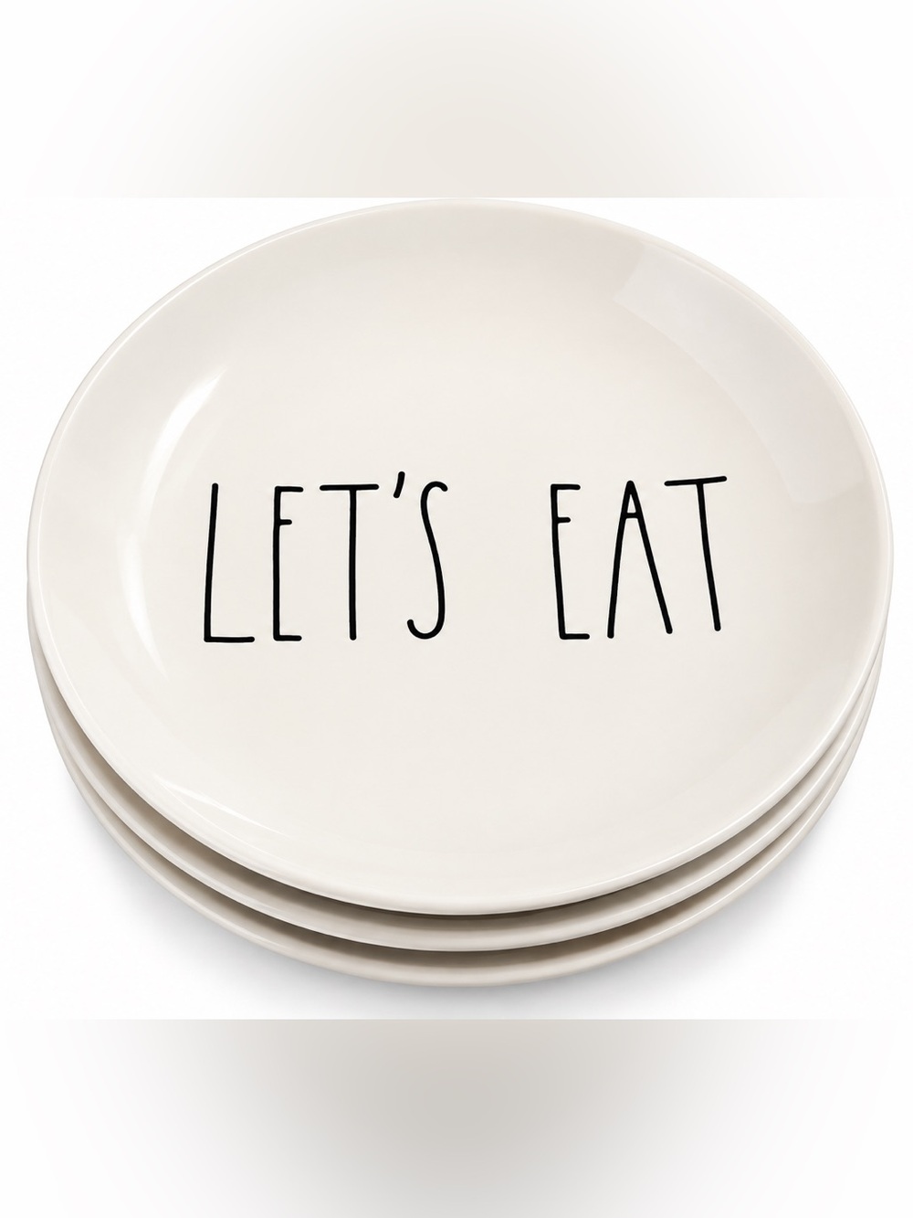 Rae Dunn LET'S EAT White Ceramic Dinner Plate with Black Lettering - 7